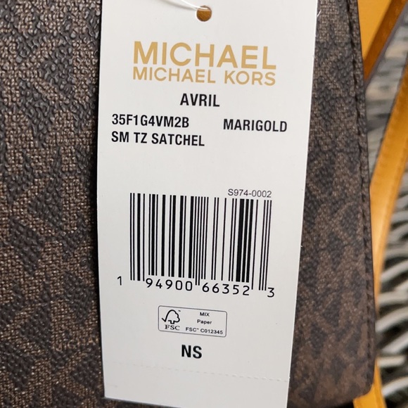 Michael Kors Avril Small Marigold Signature PVC Top Zip Satchel Crossbody Bag - Picture 13 of 16